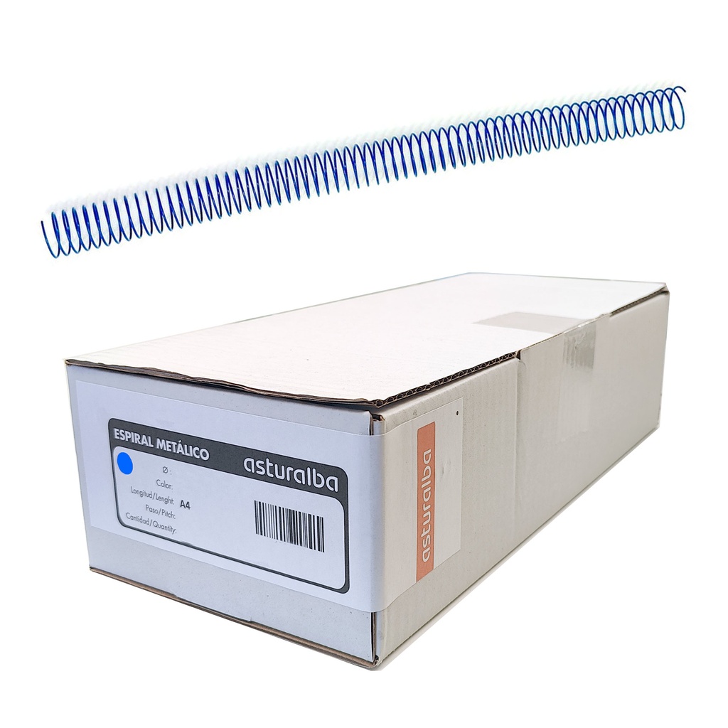 Espiral metálico azul 26 mm 5:1 (Caja 50 unidades)
