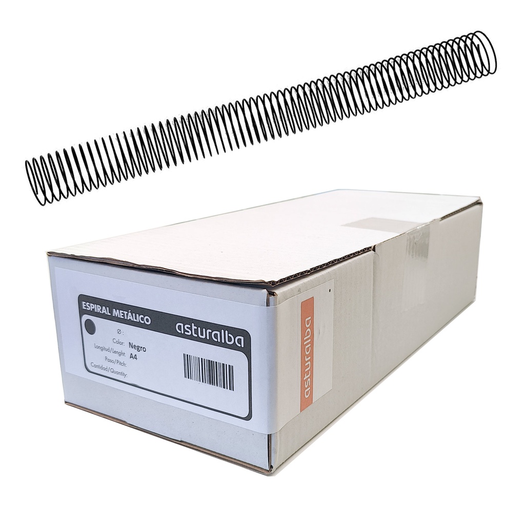 Espiral metálico negro 36 mm 5:1 (Caja 50 unidades)