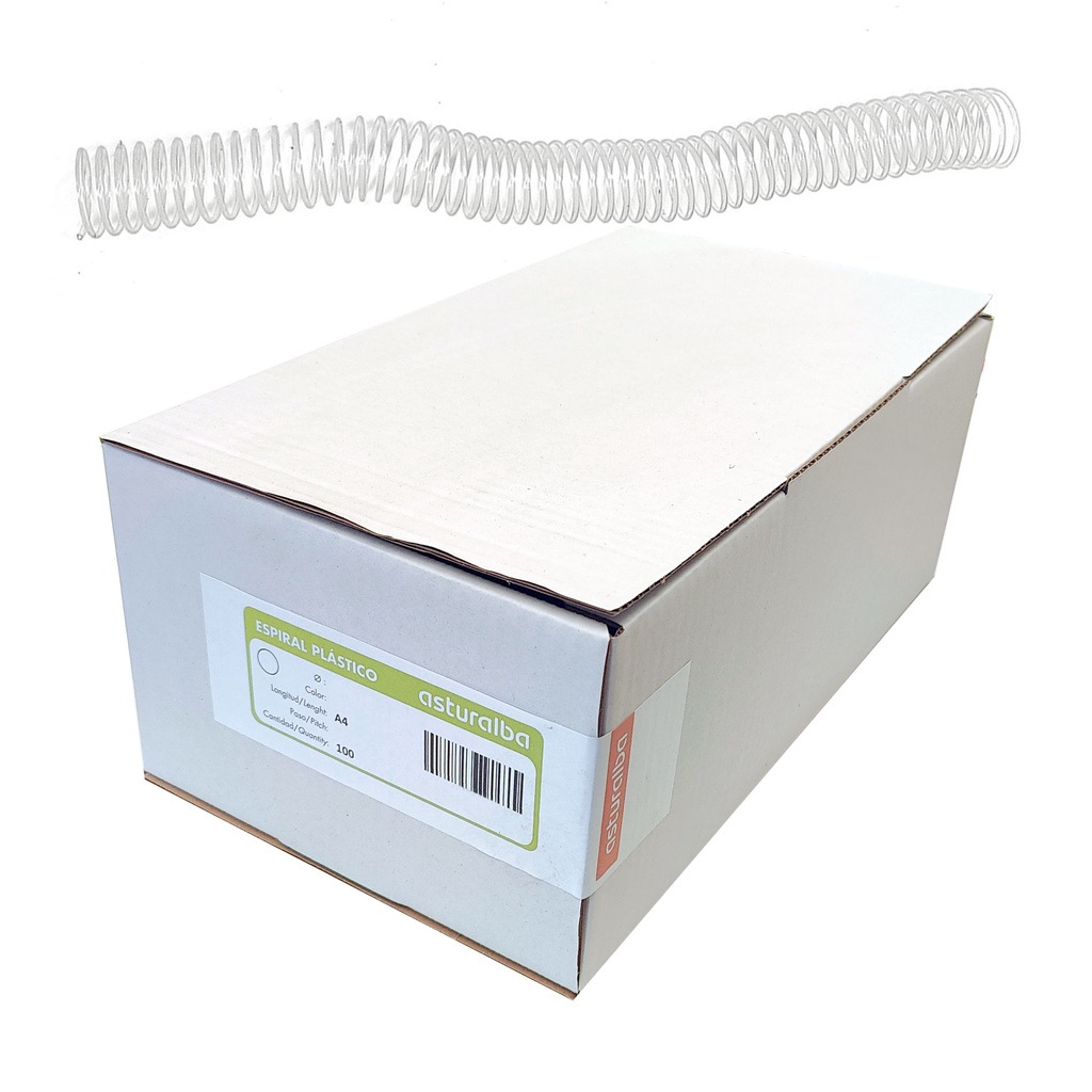 Espiral de plástico transparente 35 mm 3:1 (Caja 50 unidades)