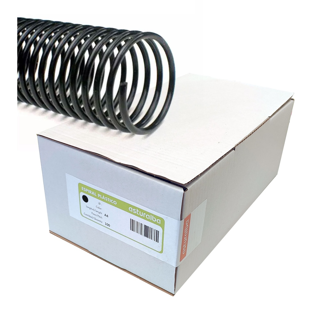 Espiral de plástico negro 50 mm 3:1 (Caja 30 unidades)