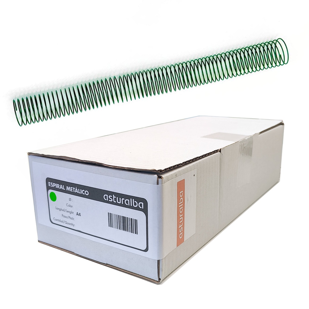 Espiral metálico verde 28 mm 5:1 (Caja 50 unidades)