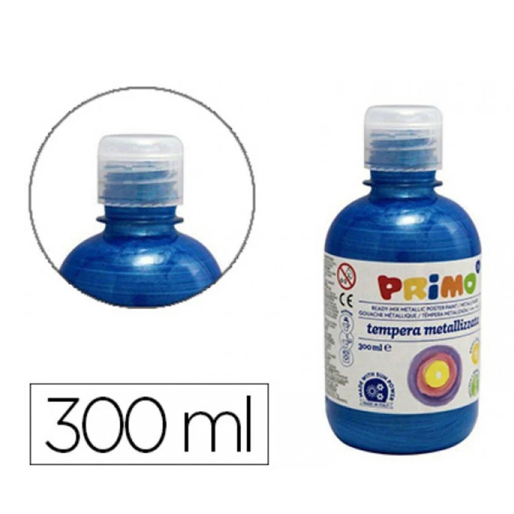 Témpera escolar líquida Liderpapel 300 ml azul metalizado