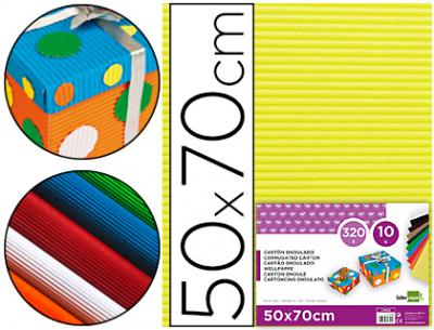 Cartón ondulado Liderpapel amarillo 50x70 cm 320 g/m² para manualidades y diseño escolar 10 unidades