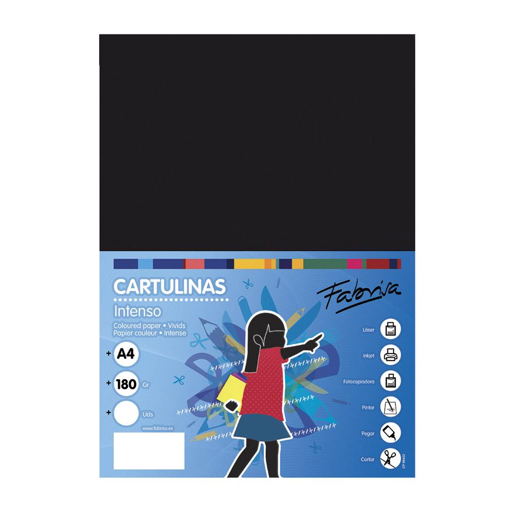 Cartulina A4 negra 180 g/m² Fabrisa (Pack 50 unidades)