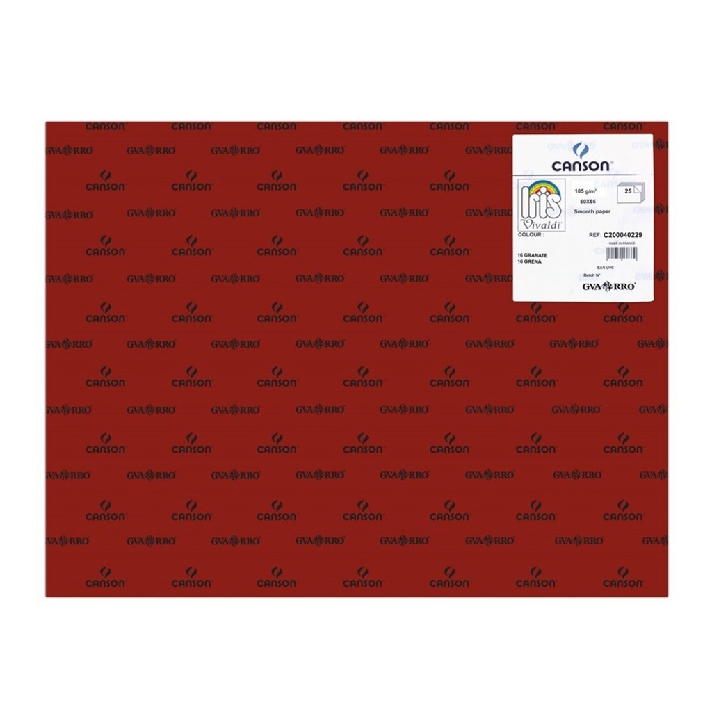 Cartulina 50 x 65 cm granate 185 g/m² Canson Guarro (Pack 25 unidades)