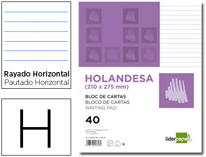 Bloc de cartas holandesa pautado 40 hojas