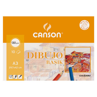 Bloc de dibujo Canson Basik DIN A3 – Papel de 150 g/m² para técnicas Secas