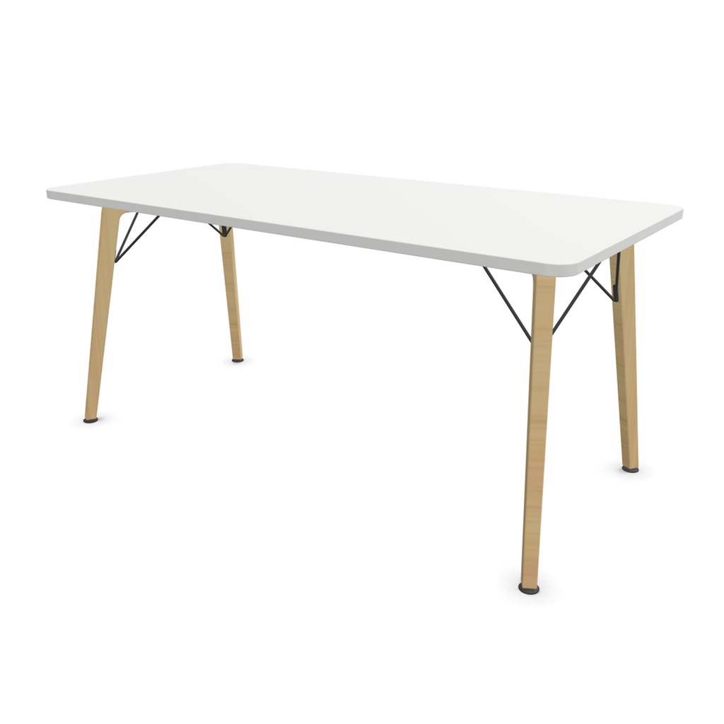 Mesa recta Twist 80 cm con patas de madera