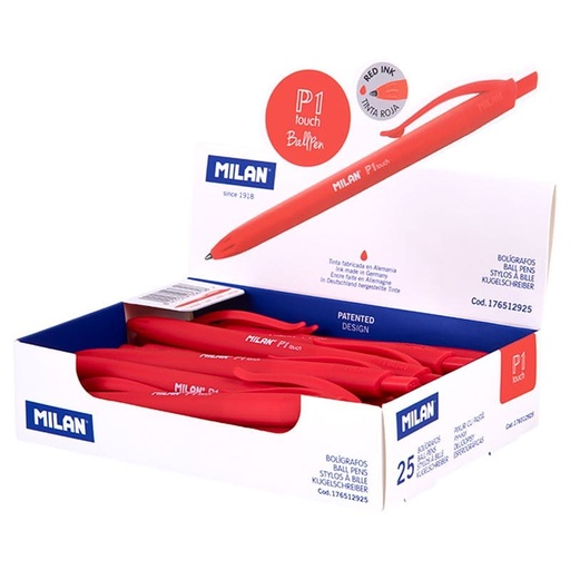 Bolígrafos retráctiles Milan P1 touch rojo (Caja de 25 unidades)