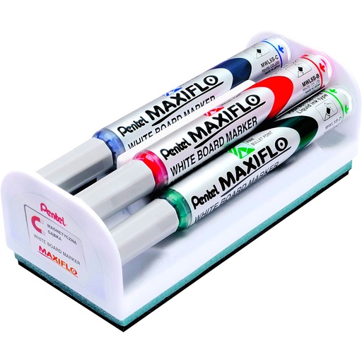 Borrador magnético con 4 rotuladores Pentel Maxiflo