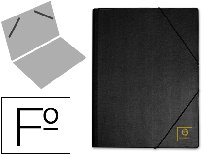 Carpeta de gomas de cartón forrado sencilla Folio negra Liderpapel