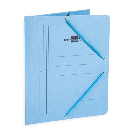 Carpeta de gomas de cartón con solapas 1/4 azul Liderpapel