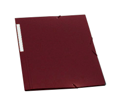 Carpeta de gomas de plástico con tres solapas Folio granate Poligraf
