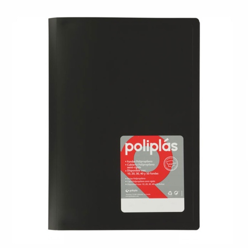 Carpeta escaparate de 50 fundas Folio Poliplás negra