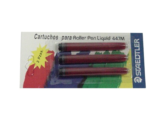 Cartuchos para rotulador rojo Roller Pen Liquid 447M Staedtler (Blíster 3)