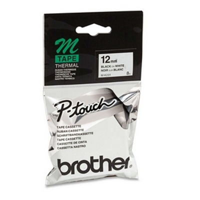 Cinta de rotuladora Brother M-K231 negro-blanco 12 mm x 8 m