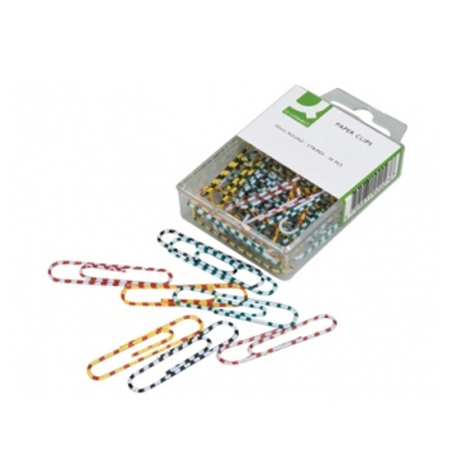 Clips de colores rayados 50 mm nº 4 Q-Connect (Cajita 30 unidades)