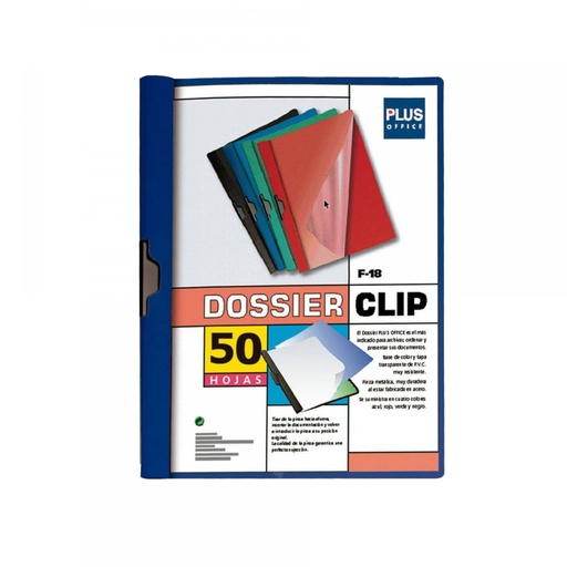 Dossier clip lateral A4 azul para 50 hojas F-18