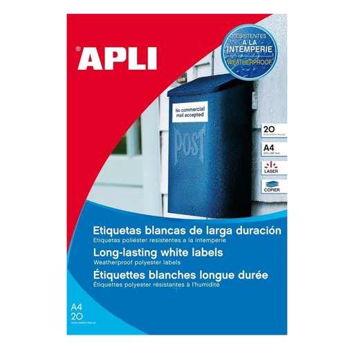 Etiquetas resistentes a la intemperie A4 210 x 297 Apli