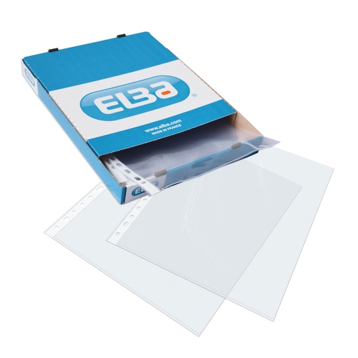 Funda multitaladro A4 cristal Elba (Caja 100 unidades)