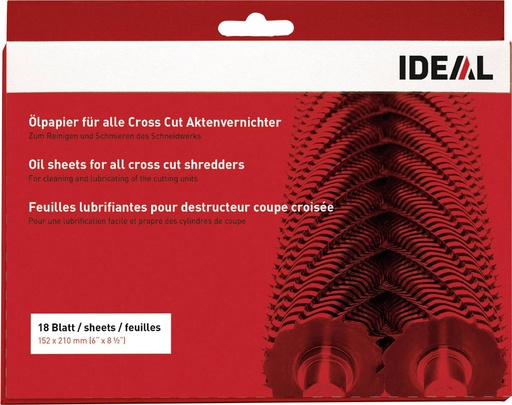 Hojas con aceite para limpiar destructora Ideal (Pack de 18 unidades)