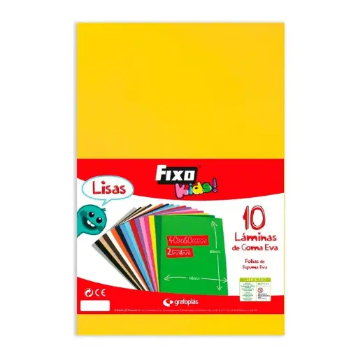 Goma Eva 40 x 60 cm 2 mm amarilla Fixo Kids bolsa de 10 láminas