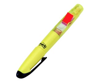 Rotulador fluorescente Post-it Index amarillo con dispensador de banderitas 689-HL