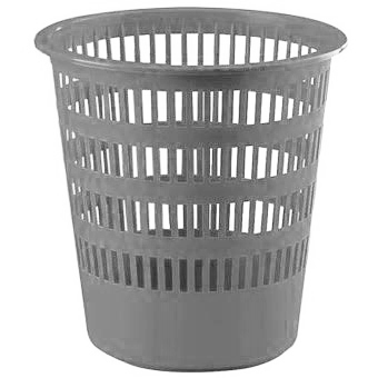 Papelera de plástico gris de 15 litros con rejilla Space
