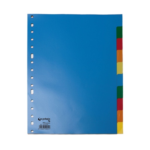 Separadores de plástico de colores 10 hojas A4 Grafoplás