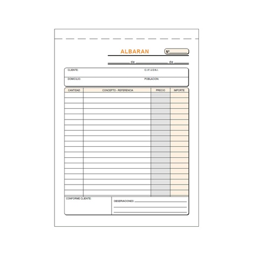 Talonario Albaranes 1/4 natural triplicado T-122 Loan