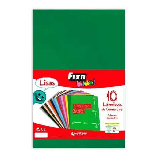 Goma Eva 40 x 60 cm 2 mm verde oscuro Fixo Kids bolsa de 10 láminas