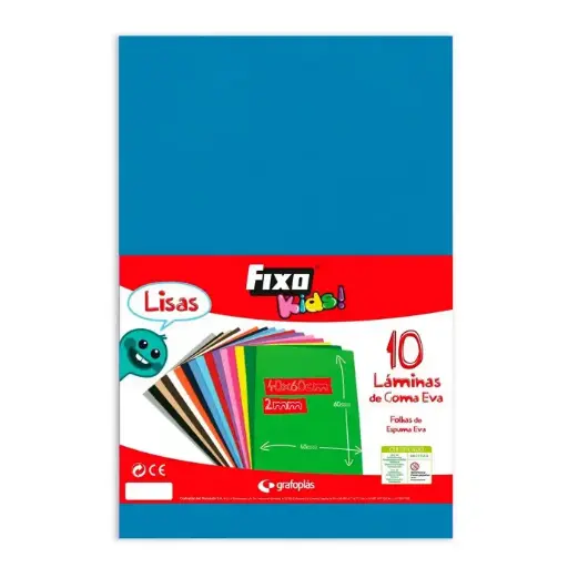 Goma Eva 40 x 60 cm 2 mm azul Fixo Kids bolsa de 10 láminas