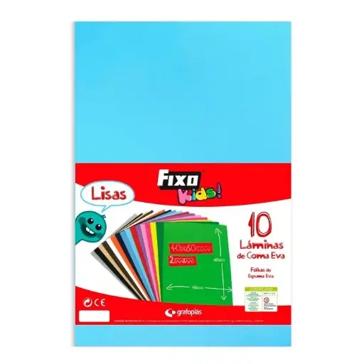 Goma Eva 40 x 60 cm 2 mm azul cielo Fixo Kids bolsa de 10 láminas 