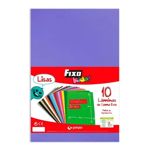 Goma Eva 40 x 60 cm 2 mm violeta Fixo Kids bolsa de 10 láminas