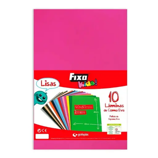 Goma Eva 40 x 60 cm 2 mm fucsia Fixo Kids bolsa de 10 láminas