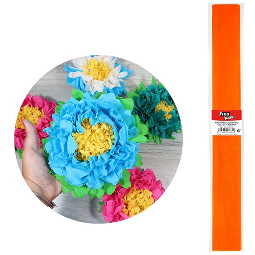 Papel crespón 0,50 x 2,50 m naranja Fixo  