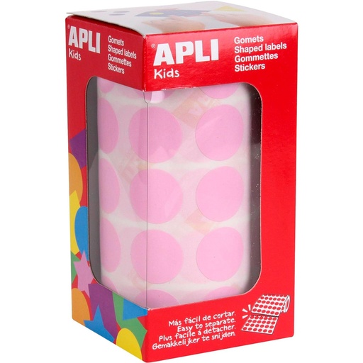 Gomets adhesivos circulares 20 mm rosas en rollo Apli