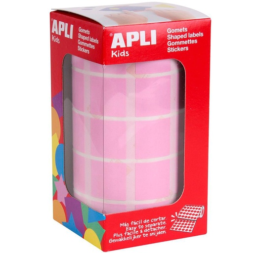 Gomets adhesivos cuadrados 20 x 20 mm rosas en rollo Apli