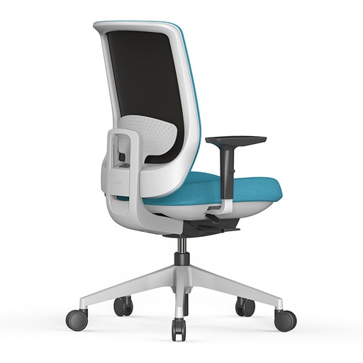 Silla Trim 50 tapizada Express con estructura blanca y tapizado azul