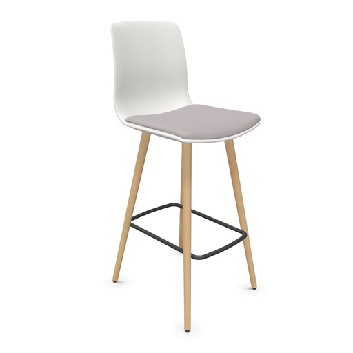 Taburete Noom 50 con patas de madera y asiento acolchado