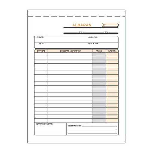 Talonario Albarán 1/4 natural T-118 Loan