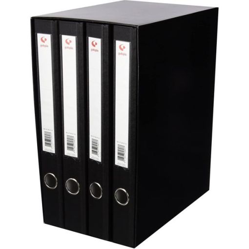 Módulo de 4 archivadores Folio negro con caja Grafcolor