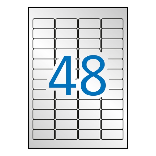 Etiquetas metalizadas plata 45,7 x 21,2 mm 20 hojas Apli 10066