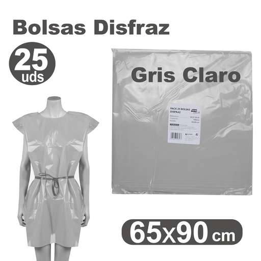 Bolsa de disfraz 65 x 90 gris (Pack 25 unidades)