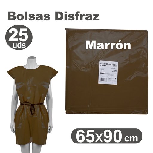 Bolsa de disfraz 65 x 90 marrón (Pack 25 unidades)