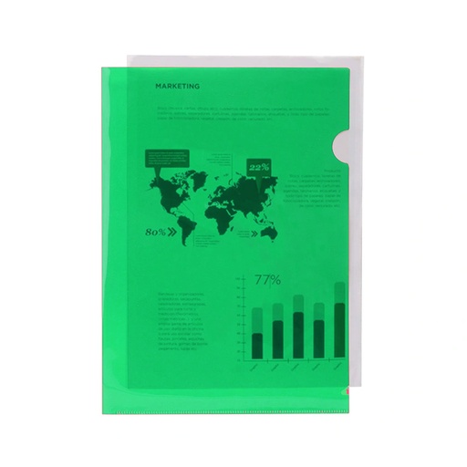 Dossier uñero A4 verde translúcido Liderpapel (Pack 10 unidades)