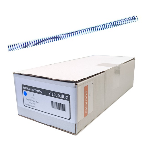 Espiral metálico azul 10 mm 5:1 (Caja 200 unidades)