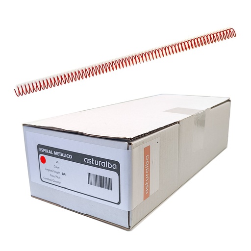 Espiral metálico rojo 14 mm 5:1 (Caja 200 unidades)