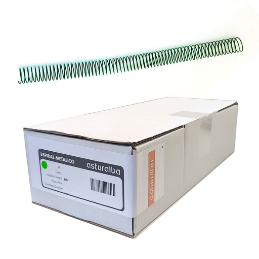 Espiral metálico verde 18 mm 5:1 (Caja 150 unidades)