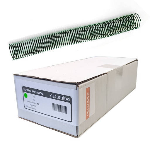 Espiral metálico verde 50 mm 5:1 (Caja de 20)